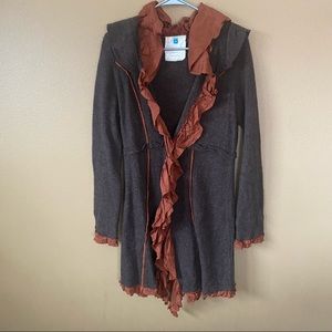 Beautiful Merino wool jacket by Sparrow, with silk trim, Anthropologie